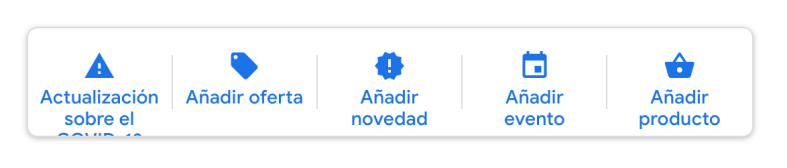 Menú de Publicaciones en la ficha de Google My Business.